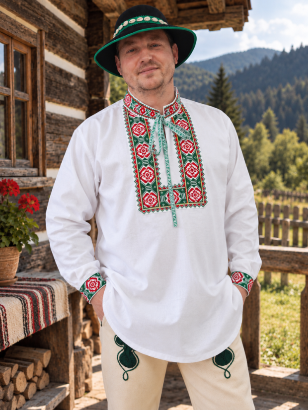 Vyšívaná košeľa - Marek - Veľkosť: S, Farba: Červená