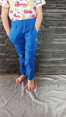 Detské úpletové tepláky – modrá farba