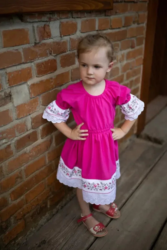 Folklórne šaty - ruža - Veľkosť: 92, Farba: Cyklamenová