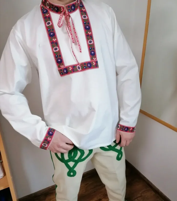 Pánska folklórna košeľa - Veľkosť: XL, Farba: Modrá