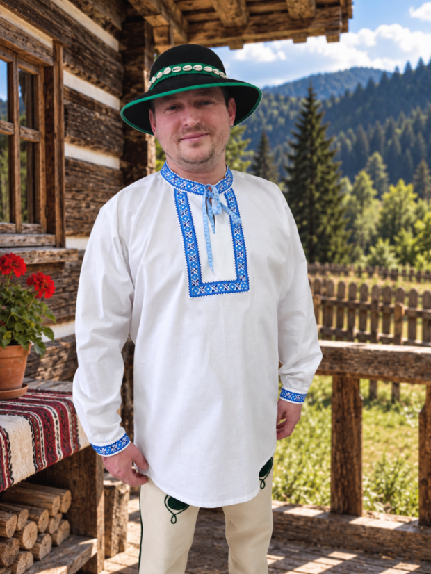 Vyšívaná košeľa - Emil - Veľkosť: L, Farba: Slabo modrá