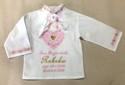 Vyšívaná krstná košieľka Rebeka
