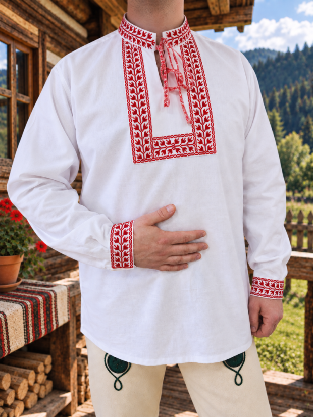 Vyšívaná košeľa - Dušan - Veľkosť: M, Farba: Zelená