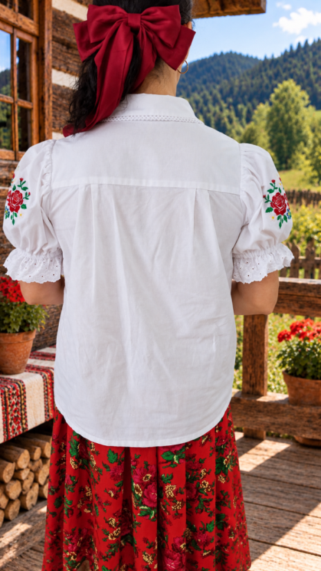 Vyšívaná košeľa - Ruženka - Veľkosť: XXXL, Farba: Červená