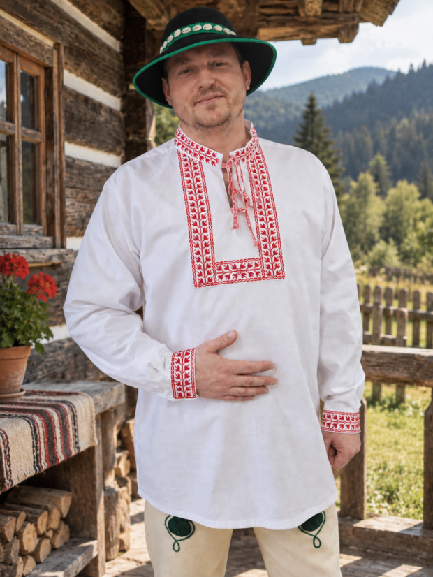 Vyšívaná košeľa - Dušan - Veľkosť: M, Farba: Zelená