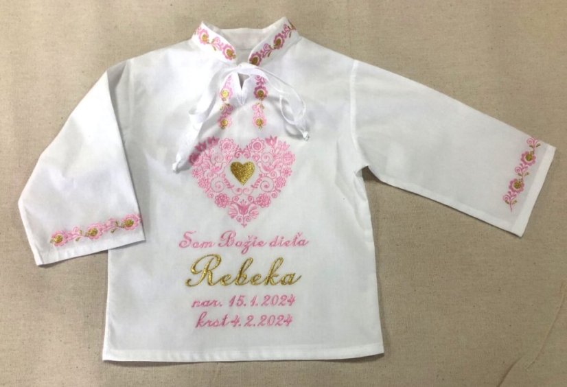 Vyšívaná krstná košieľka Rebeka