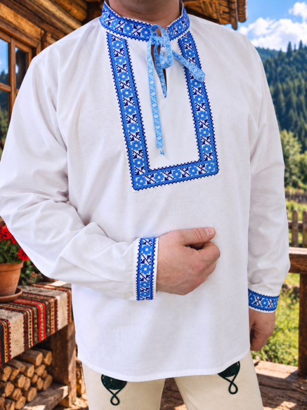 Vyšívaná košeľa - Emil - Veľkosť: L, Farba: Slabo modrá