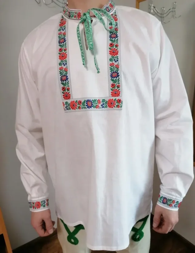 Pánska folklórna košeľa - stuhová - Veľkosť: XXL, Farba: Biela