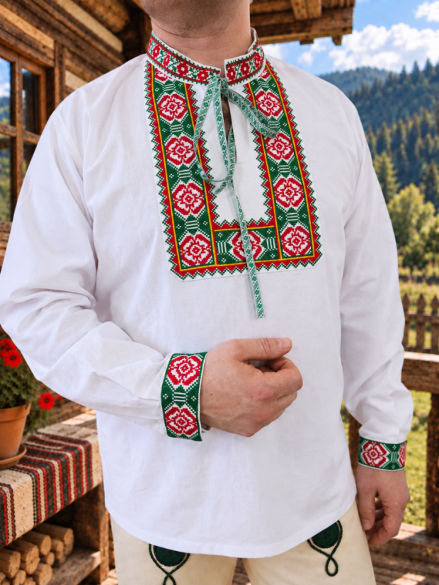 Vyšívaná košeľa - Marek - Veľkosť: S, Farba: Červená